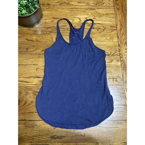 Lululemon Blue Stripped Singlet Tank Slit Sides Size 4? EUC - Picture 6 of 7